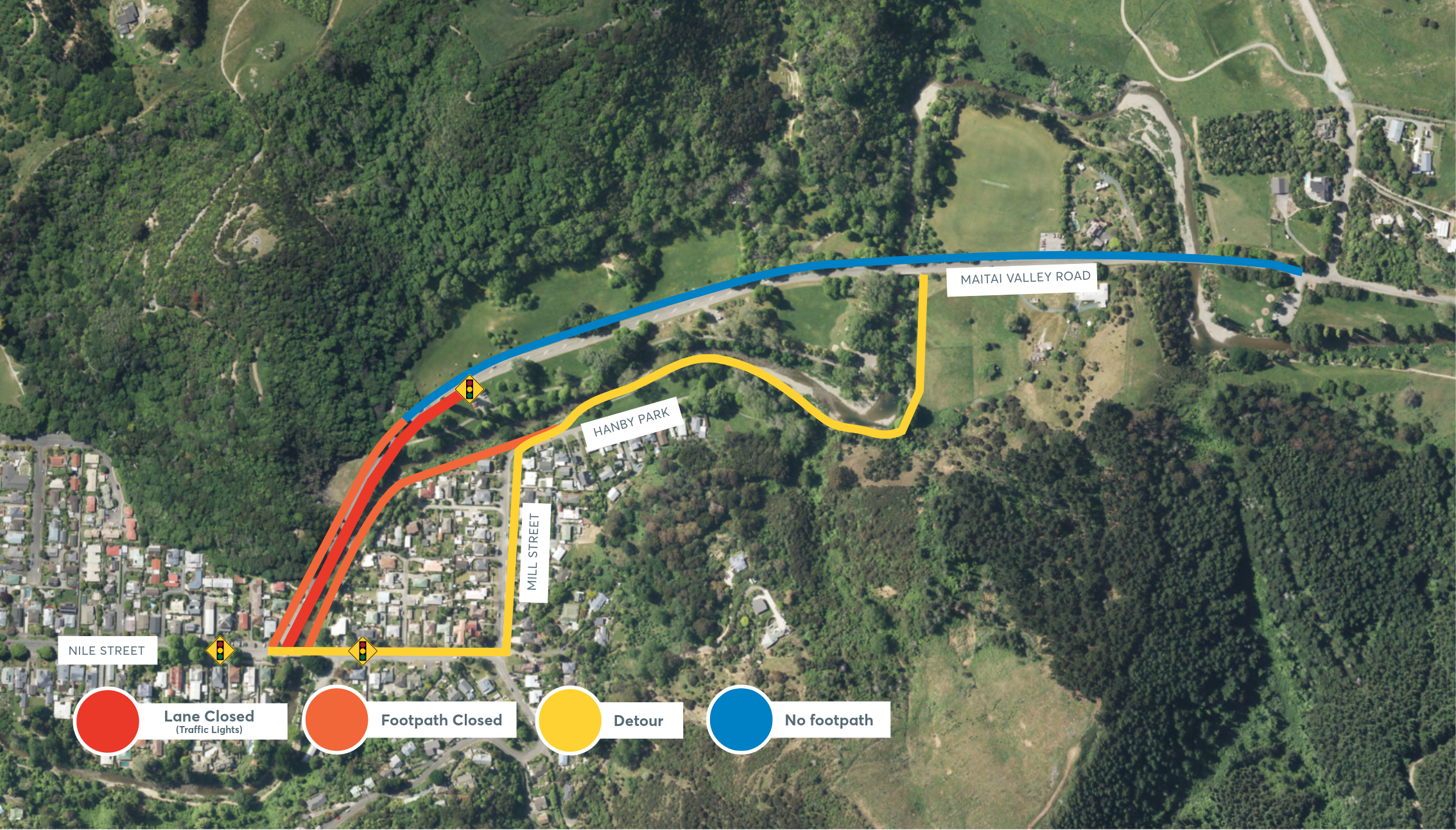 map showing closures