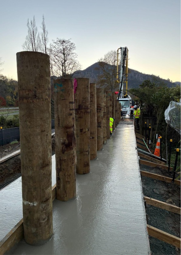 Showing the concrete being placed