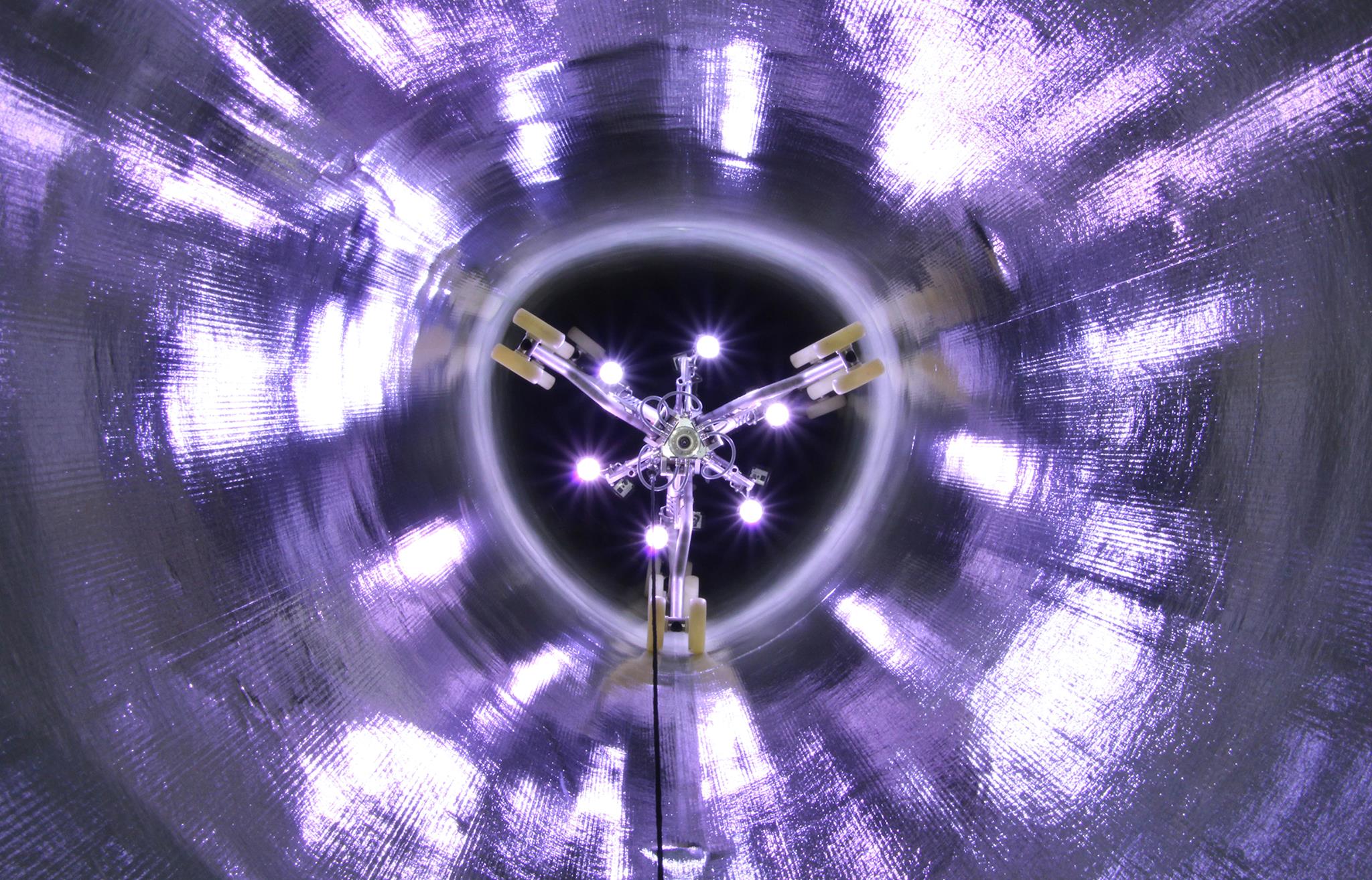 light train inside pipe