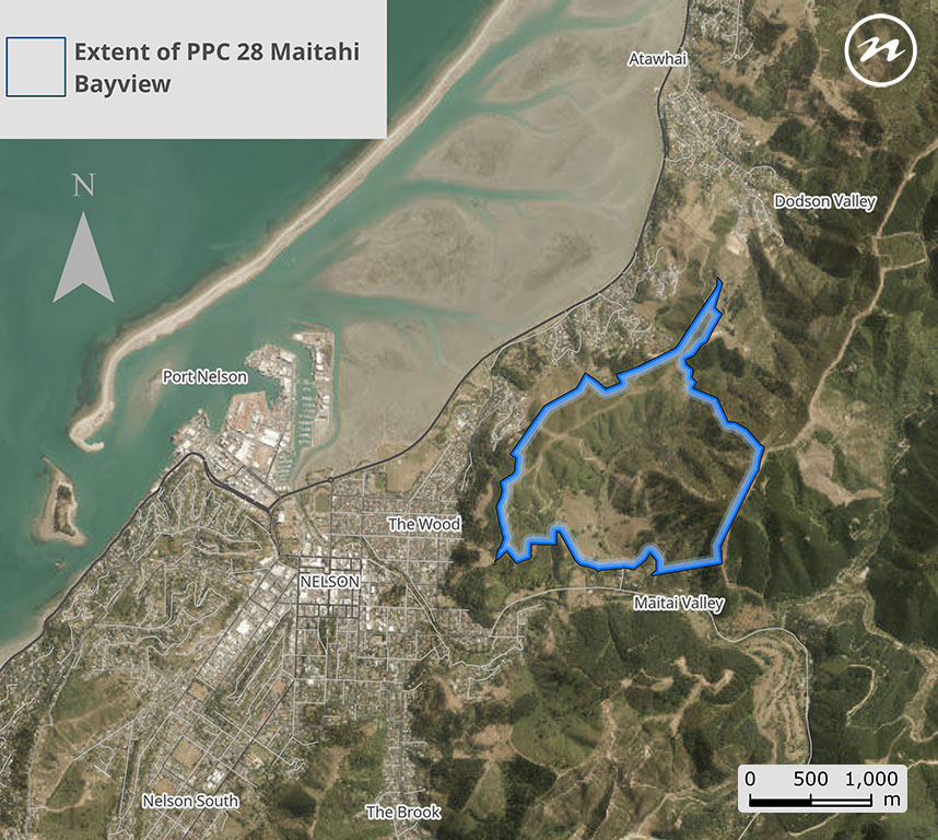 Extent of Private Plan Change 28 Maitahi Bayview