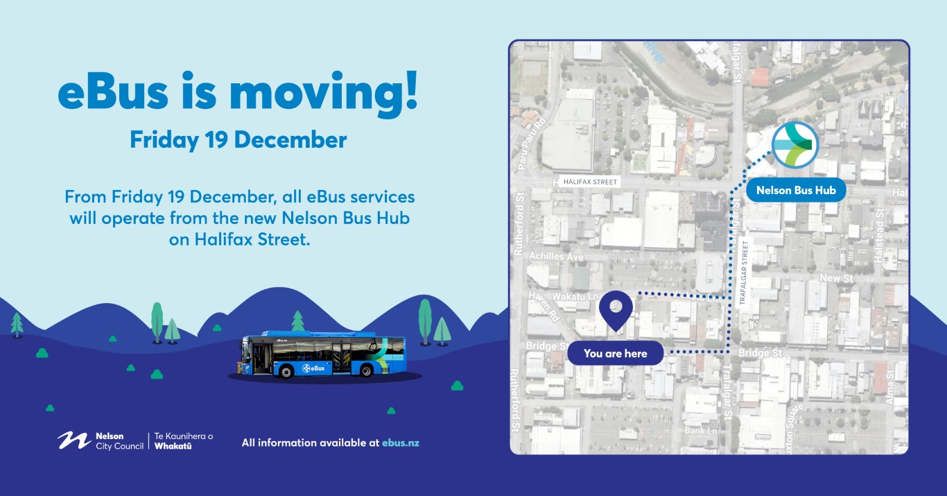 information and map showing the new bus hub location compared to the old one