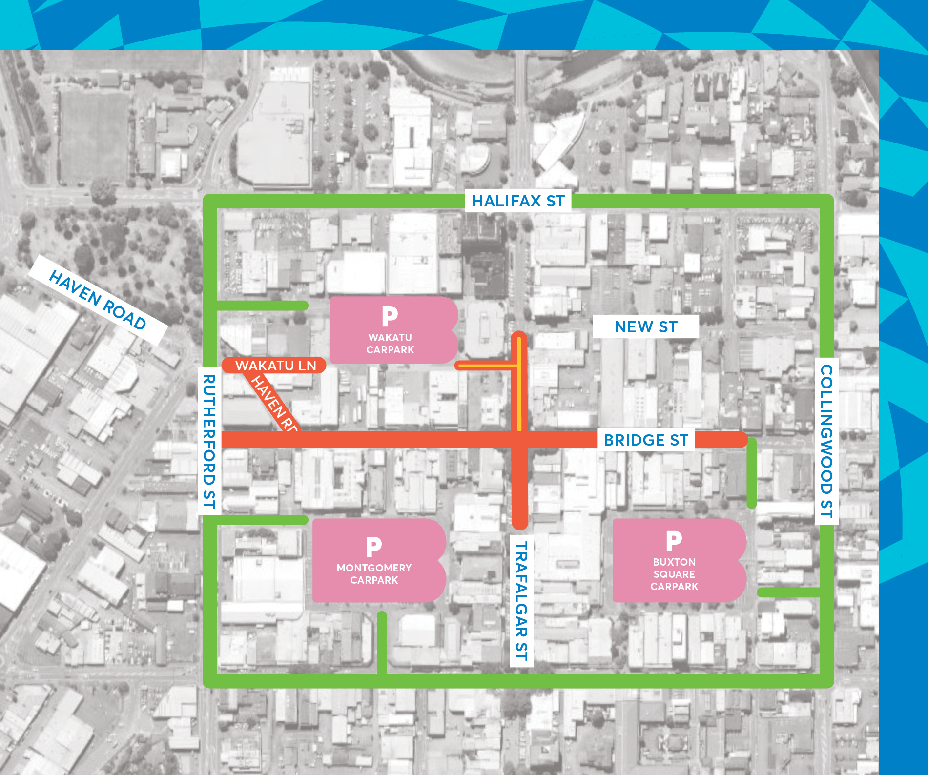 map showing closure of trafalgar and open streets