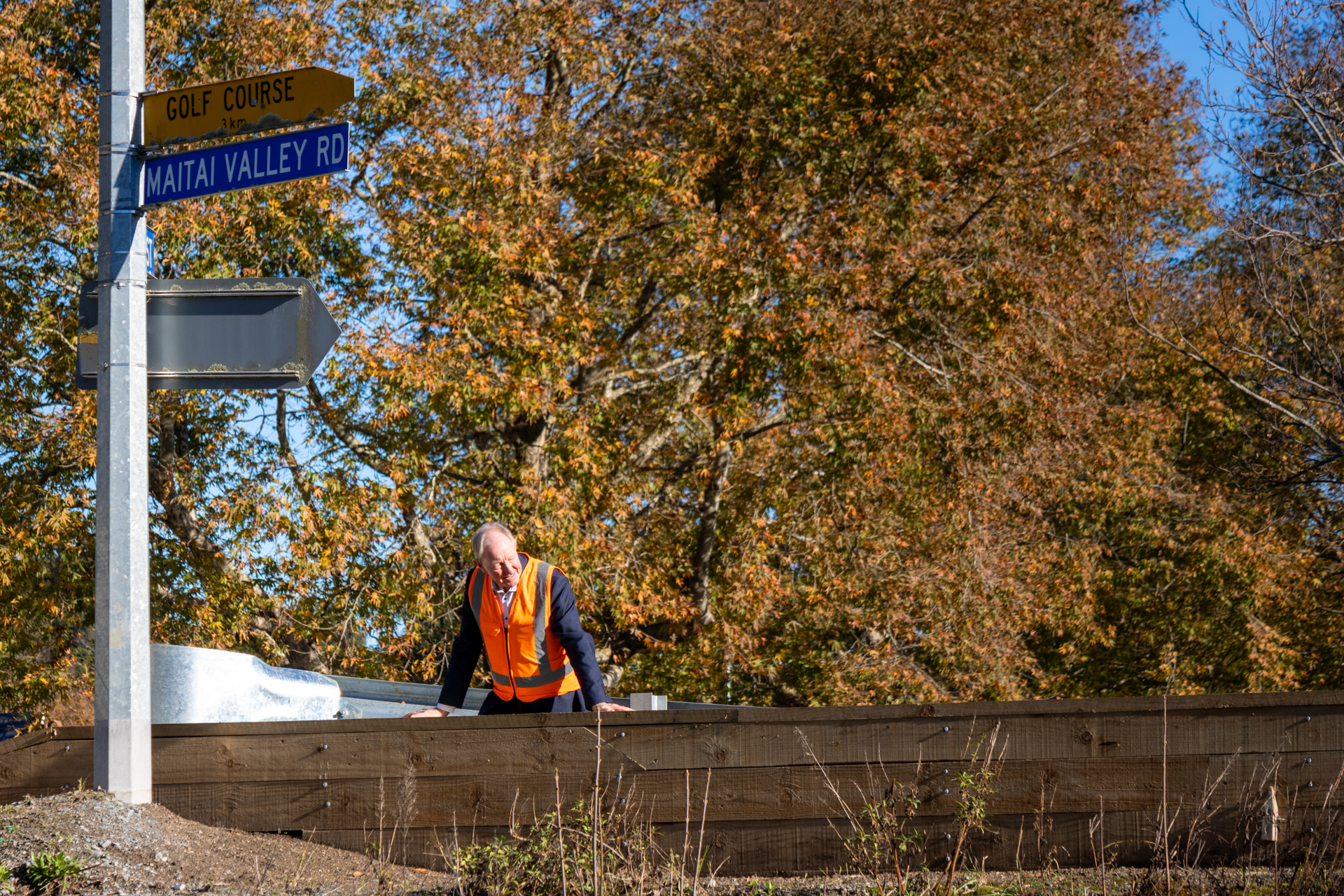 ​Mayor Nick inspects the completed flood wall
