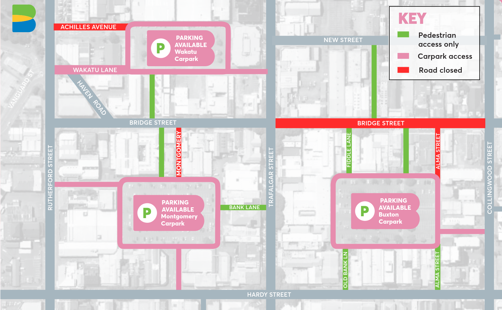 map of CBD showing closures