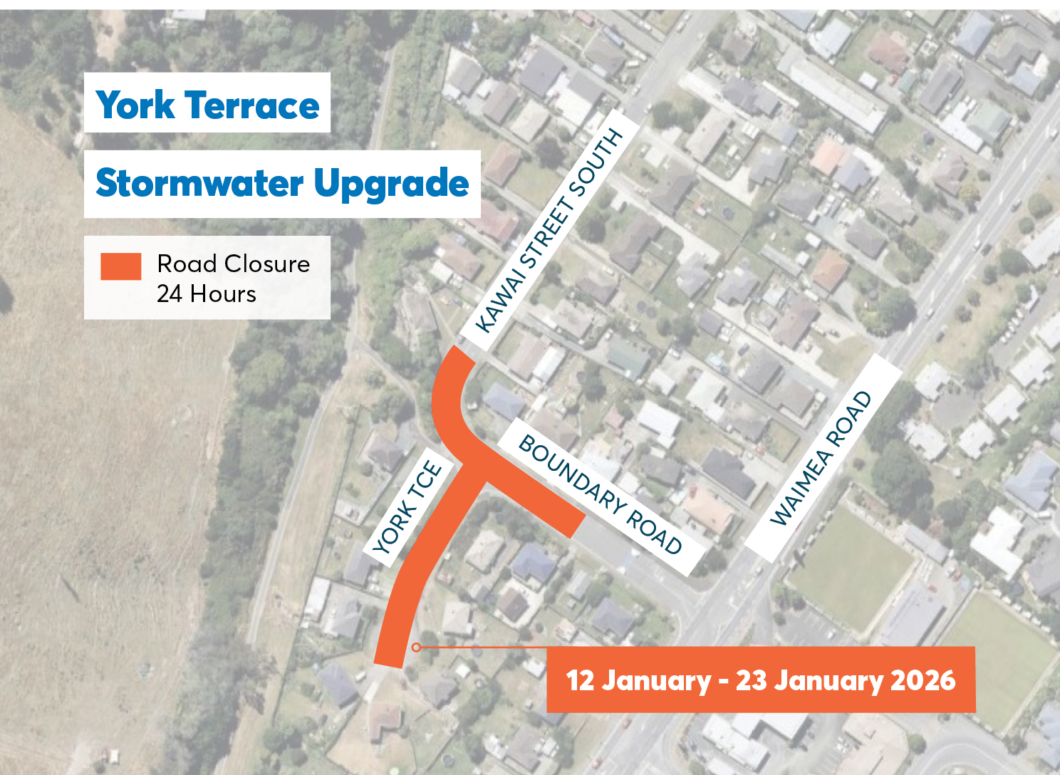 map showing road closure