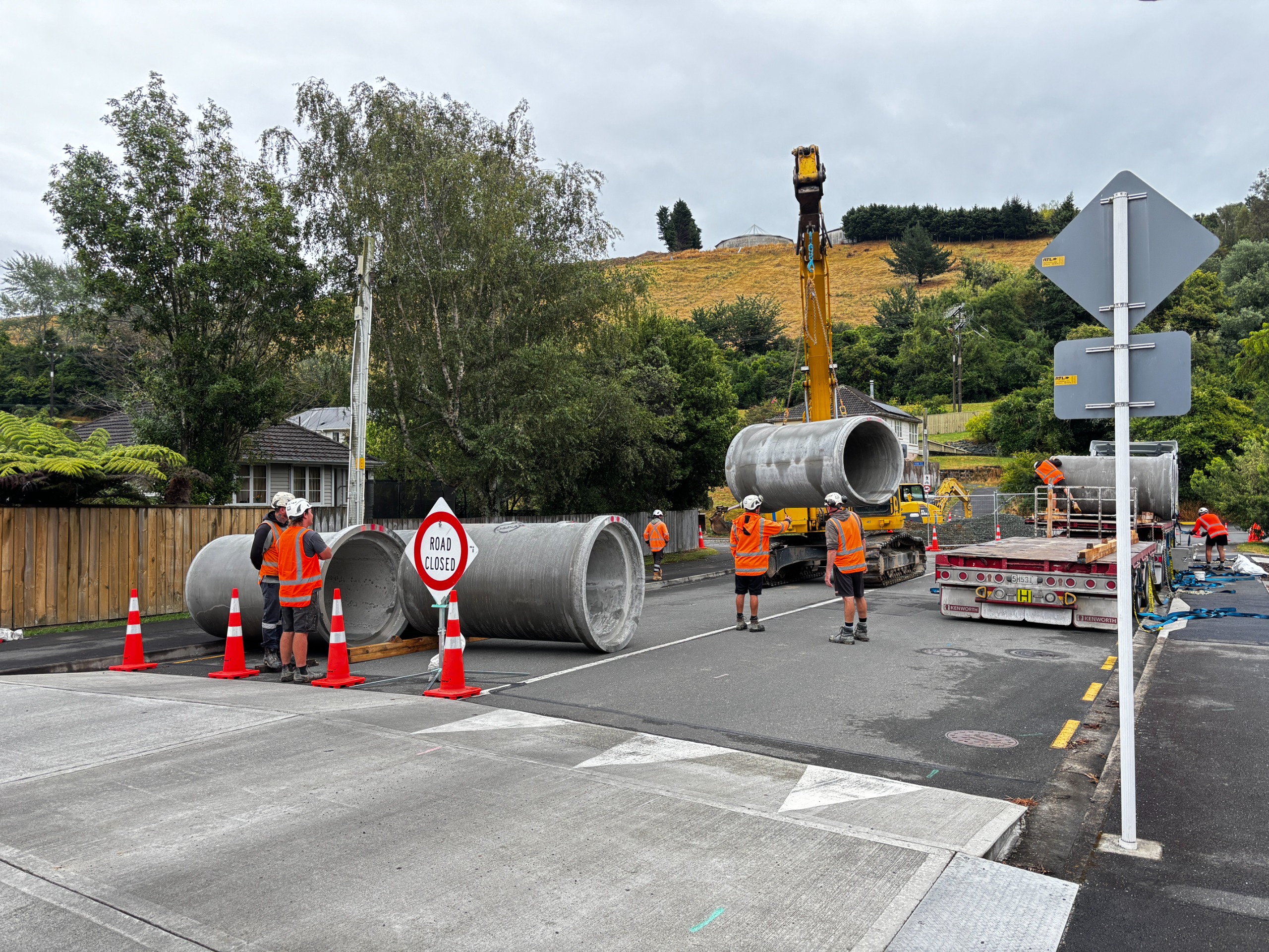 Pipe delivery on Boundary Road