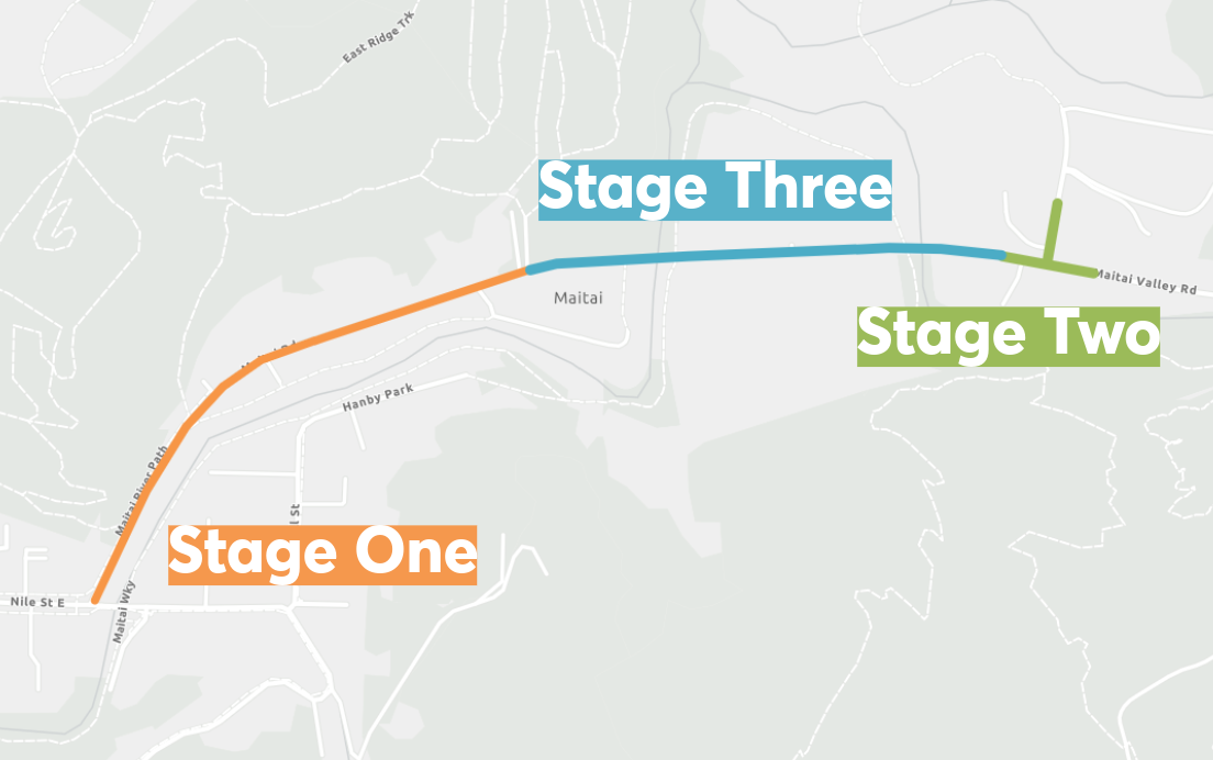 Map showing staging of work 