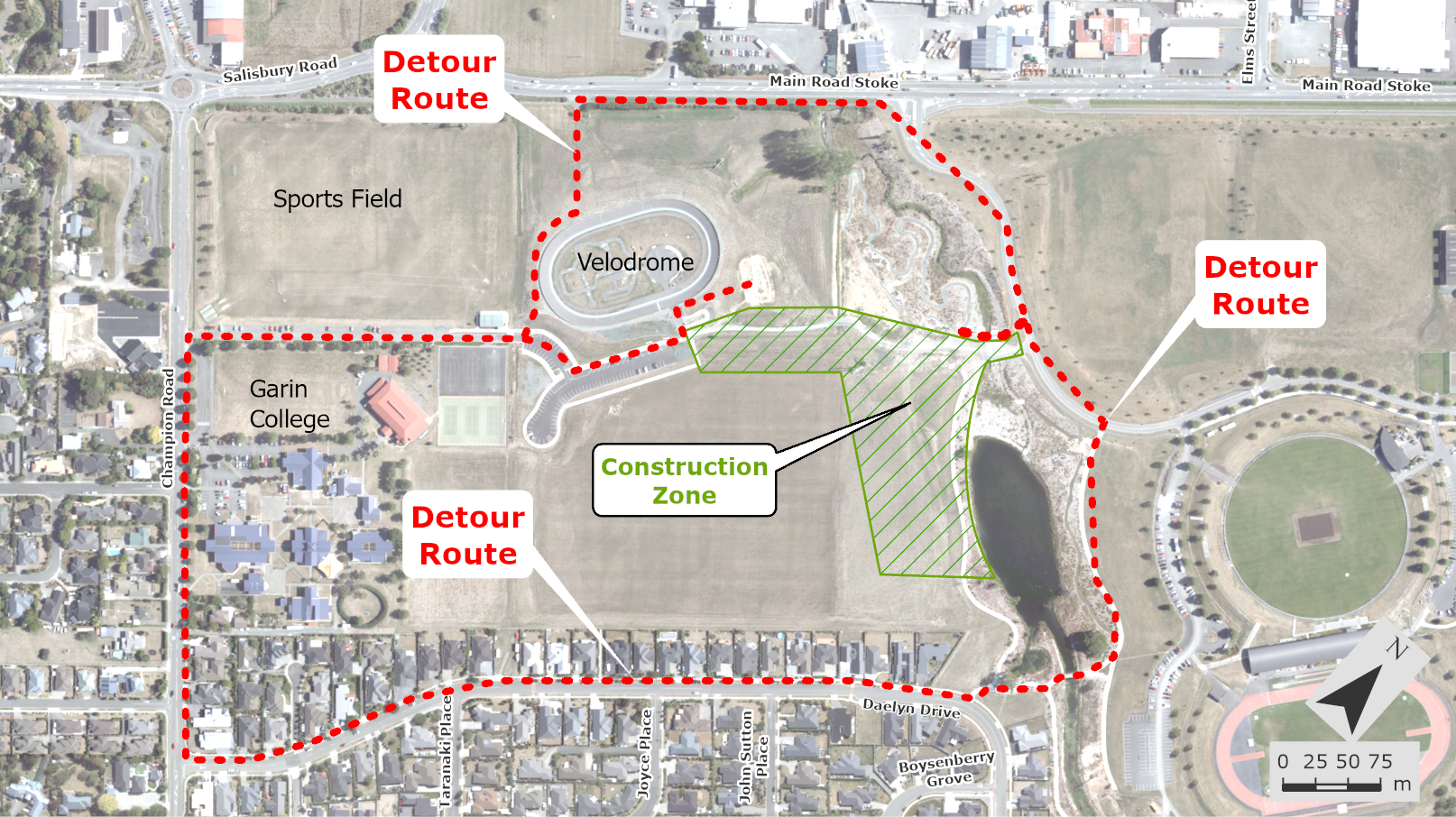 Pedestrian detours - Saxton