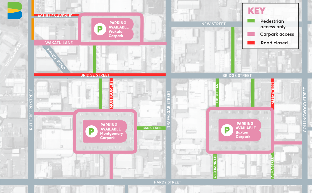 map showing current Bridge closure