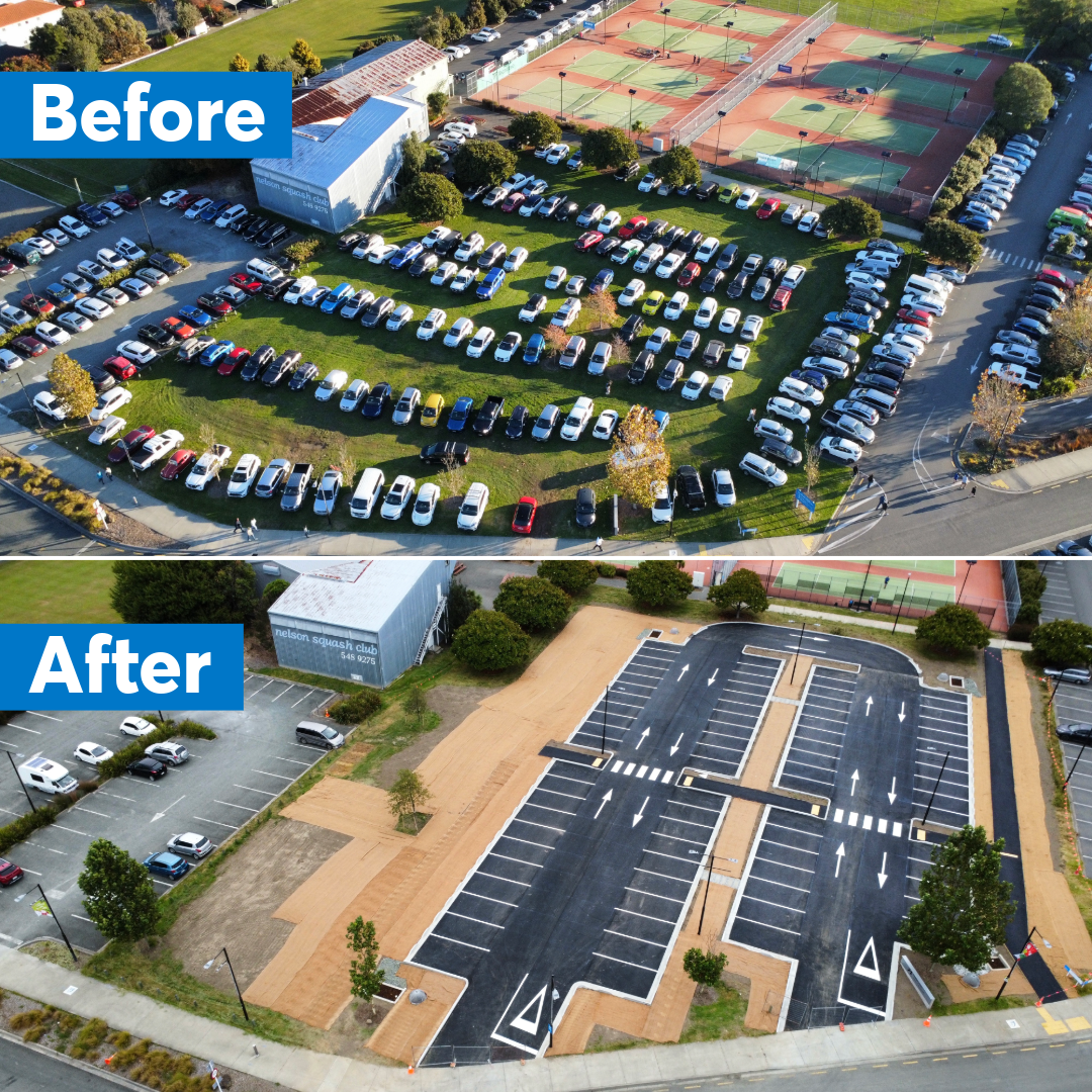 before and after of new carpark