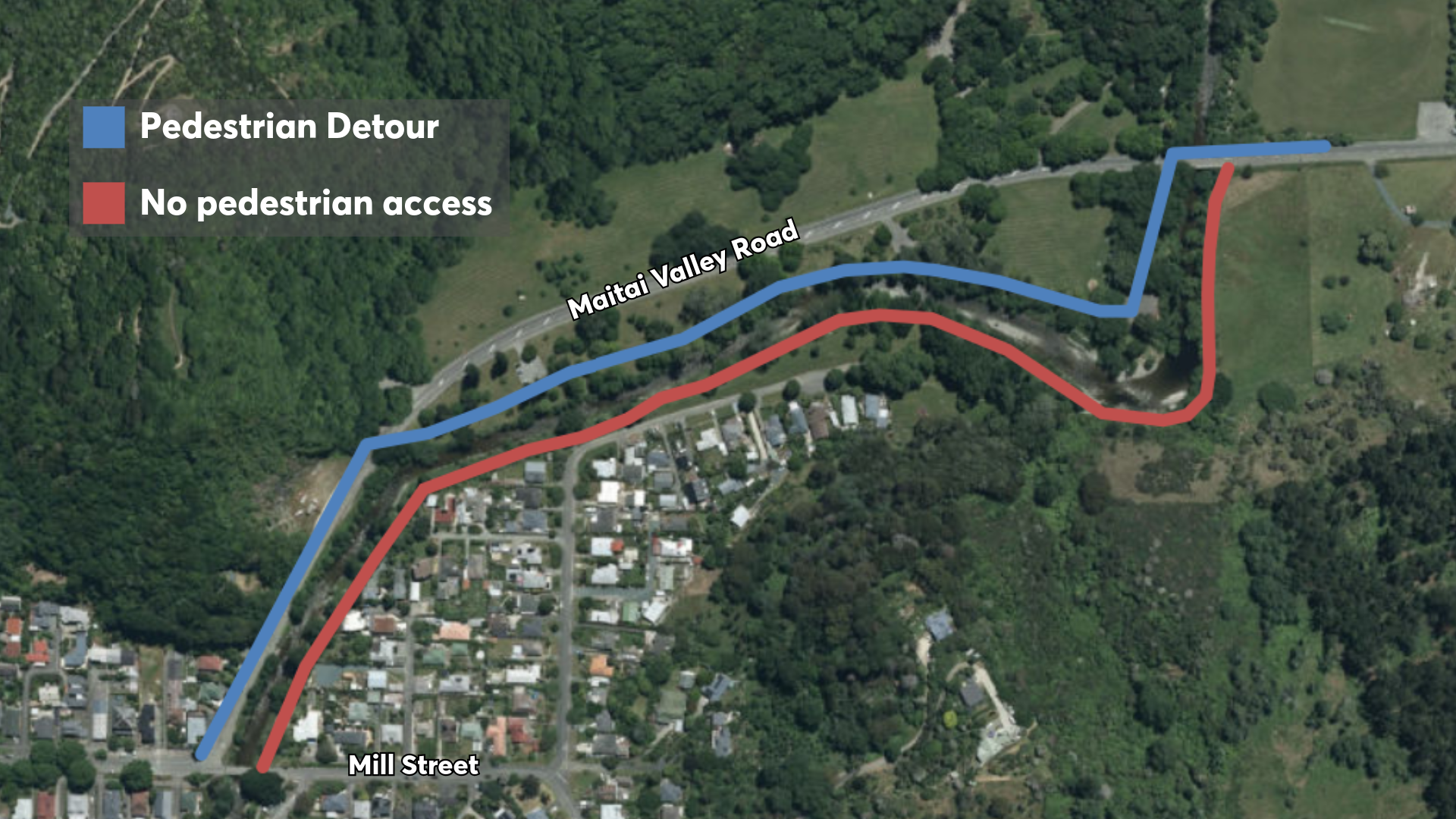 map showing closure