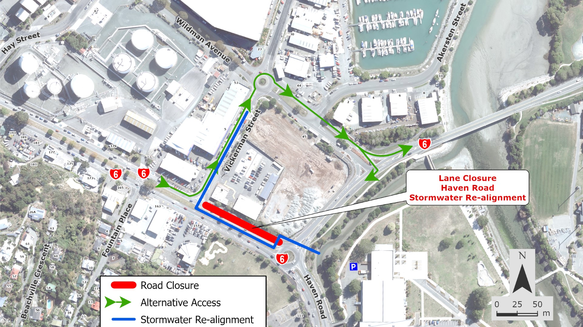 Road closures on Haven Road Haven Road upgrade works Shape Nelson