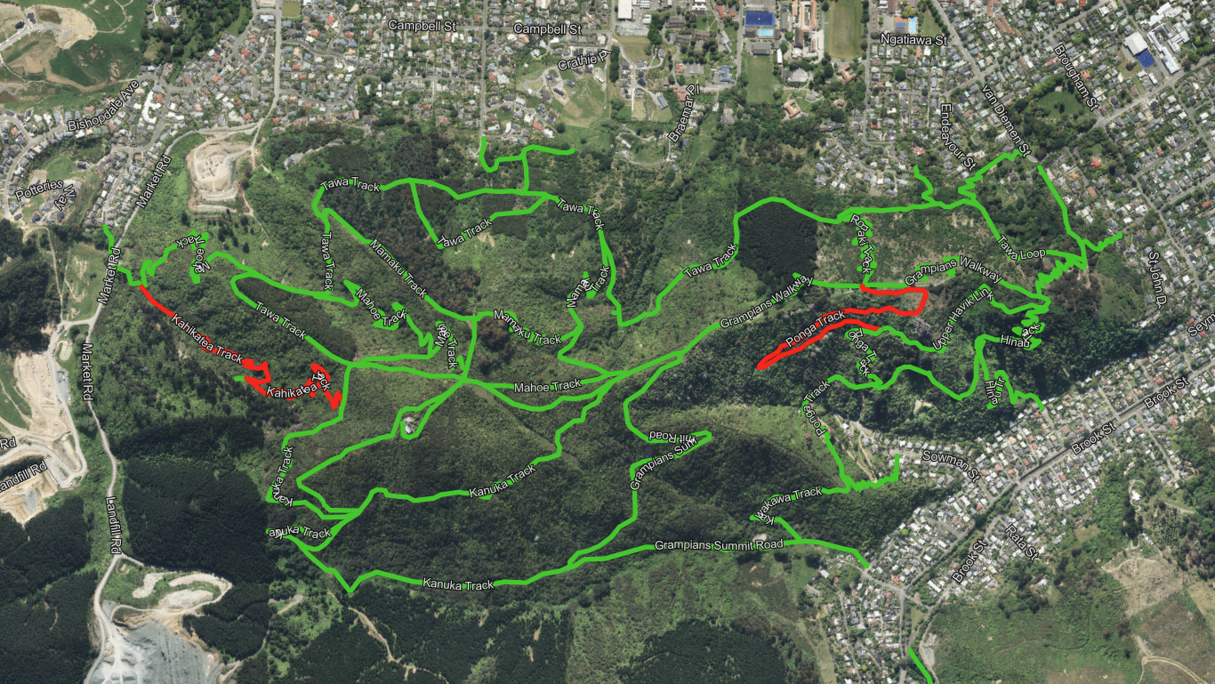 map showing current closures of both paths