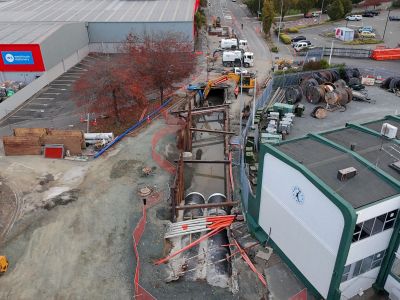Aerial view of the worksite